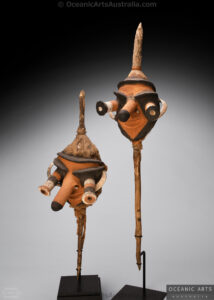 Two Fine Old Vanuatu Ceremonial Heads or Temmes Nevimbur Malekula Island Vanuatu