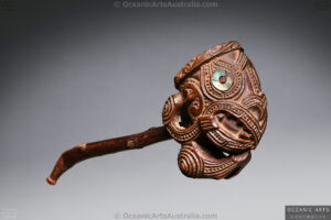 A Superb Maori Smoking Pipe Attributed to the Maori Master Carver Patoromu Tamatea Circa 1850 died 1890