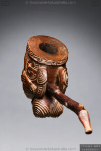 A Superb Maori Smoking Pipe Attributed to the Maori Master Carver Patoromu Tamatea Circa 1850 died 1890