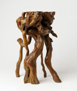 A Superb Old Japanese Natural Form Burl Wood Stand for Ikebana Flowers