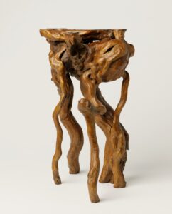 A Superb Old Japanese Natural Form Burl Wood Stand for Ikebana Flowers