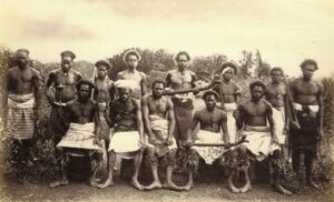 Fijian Men with Clubs 1880s