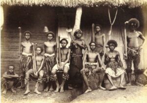 Fijian Men with Clubs 1880s